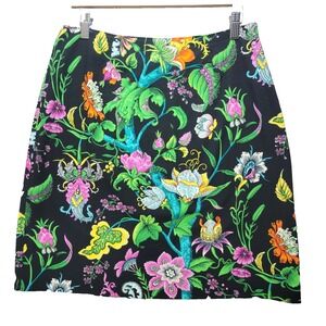 Vtg Clio Y2K Skirt Womens 12 Dark Floral Multicolor 90s Colorful Bold Retro